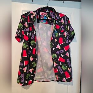 DIXXON Graphic Button-Up with Red and Blue Accents